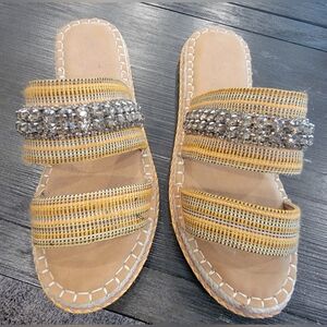 Multi-color straps tan/brown sandals (size 9)